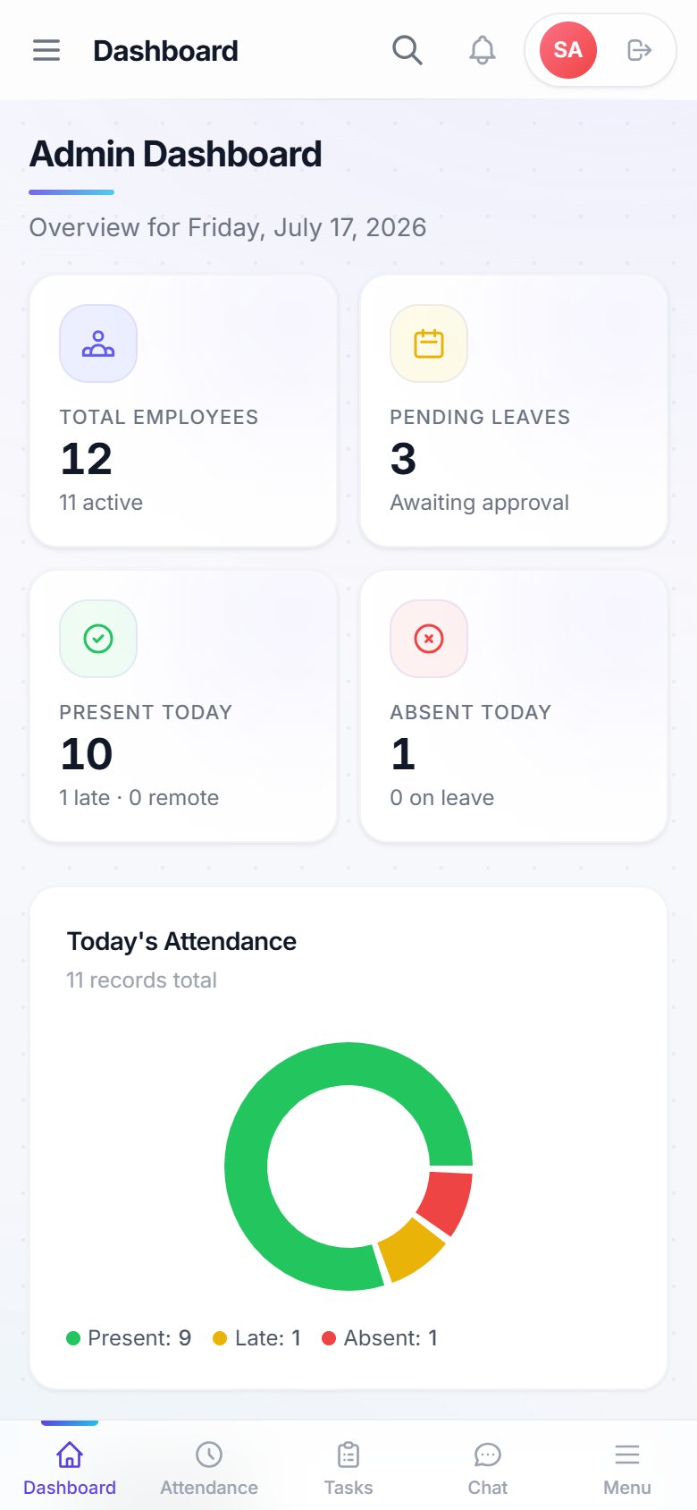Nyoma mobile app dashboard